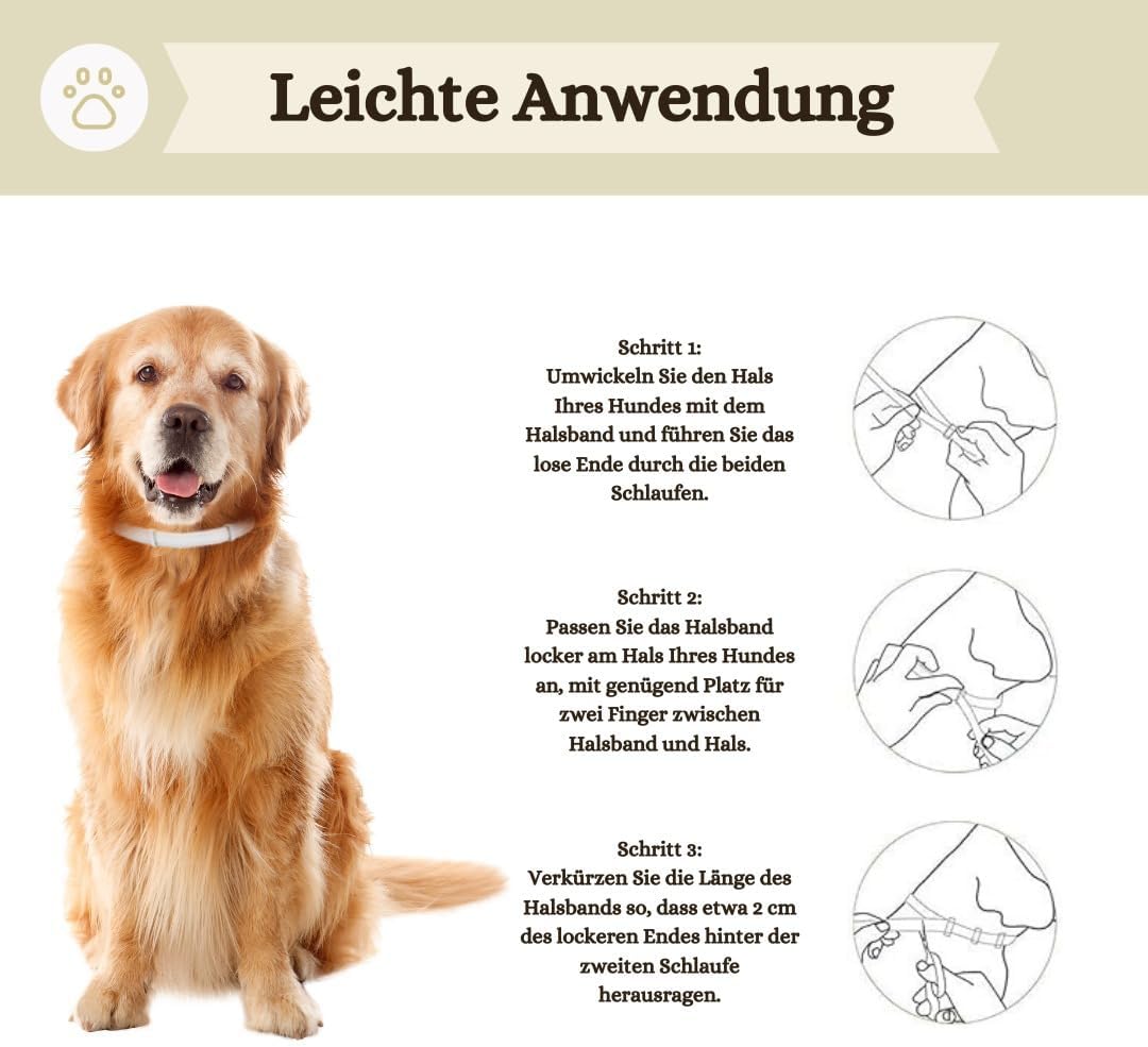 2er-Pack Zeckenhalsband für Hunde - 100% Ätherisches Öl - Wasserdicht & Verstellbar für Welpen & Hunde ab 7 Wochen - bis zu 8 Monate Schutz gegen Zecken Flöhe Mücken Läuse Sandmücken