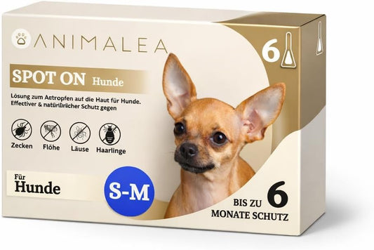 Spot On für kleine Hunde (bis 15kg) - [6 Monate Floh- und Zeckenschutz] für Hunde 6x2ml – Zeckenmittel für Hunde mit natürlichen Inhaltsstoffen– Effektiver Zeckenschutz Hund