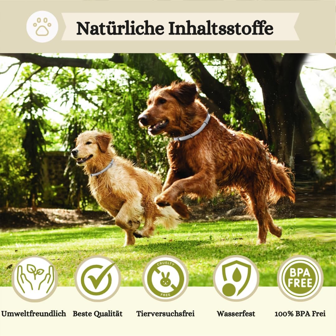 2er-Pack Zeckenhalsband für Hunde - 100% Ätherisches Öl - Wasserdicht & Verstellbar für Welpen & Hunde ab 7 Wochen - bis zu 8 Monate Schutz gegen Zecken Flöhe Mücken Läuse Sandmücken