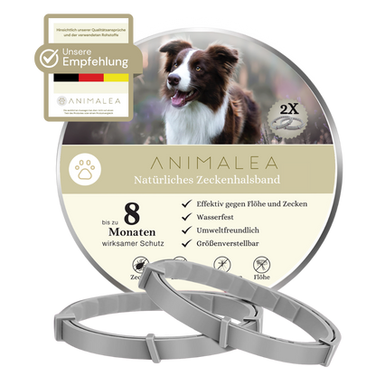2er-Pack Zeckenhalsband für Hunde - 100% Ätherisches Öl - Wasserdicht & Verstellbar für Welpen & Hunde ab 7 Wochen - bis zu 8 Monate Schutz gegen Zecken Flöhe Mücken Läuse Sandmücken