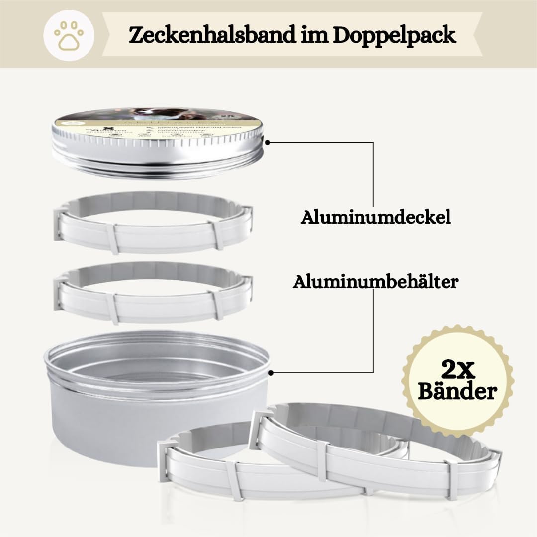 2er-Pack Zeckenhalsband für Hunde - 100% Ätherisches Öl - Wasserdicht & Verstellbar für Welpen & Hunde ab 7 Wochen - bis zu 8 Monate Schutz gegen Zecken Flöhe Mücken Läuse Sandmücken