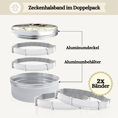 2er-Pack Zeckenhalsband für Hunde - 100% Ätherisches Öl - Wasserdicht & Verstellbar für Welpen & Hunde ab 7 Wochen - bis zu 8 Monate Schutz gegen Zecken Flöhe Mücken Läuse Sandmücken