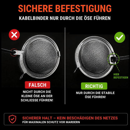 Marderschreck Auto – 6 Stück Marderkugeln inkl. 3 Schutzkorb Halterungen